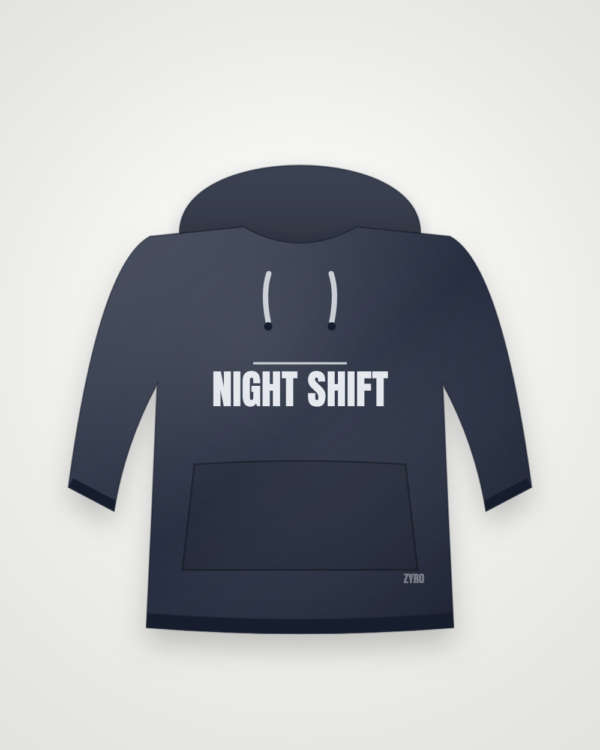 Night Shift Hoodie — navy hoodie by Zyro Wear