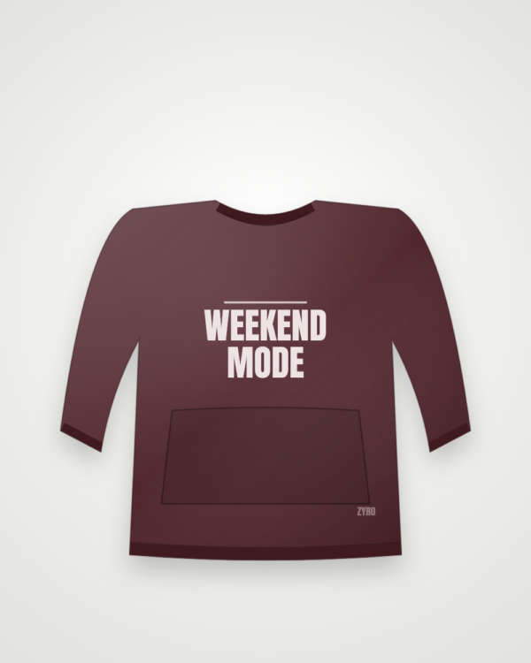Weekend Mode Sweatshirt — maroon sweatshirt by Zyro Wear